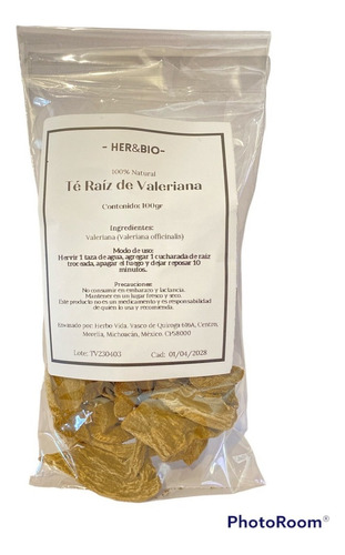 Té De Raiz De Valeriana 100% Natural De Her&bio 100g