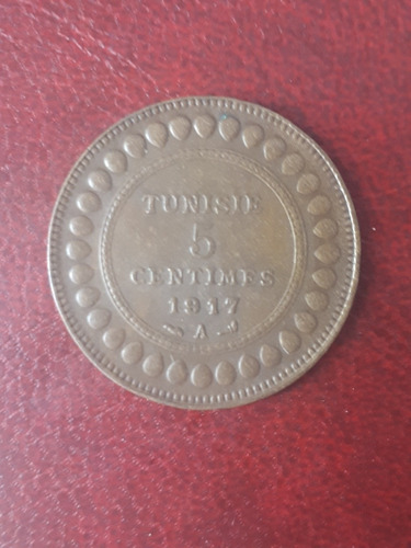 Moneda Tunez 1917 1 Cent. Cobre Excelente 