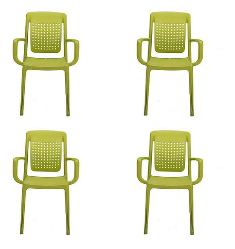 Conjunto Com 4 Cadeiras De Jardim Factory Verde