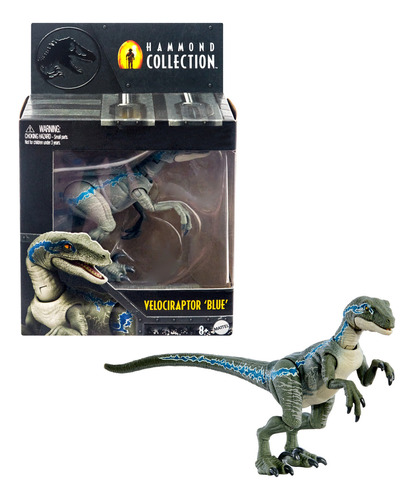 Mattel Jurassic World Hammond Collection Velociraptor Blue