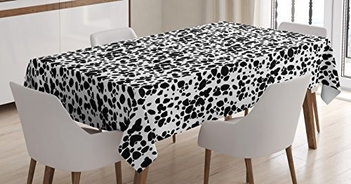 Ambesonne Dalmatian Dog Print Tablecloth, Monochrome Zwbh5