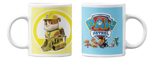 Tazones Tazas Blancas Rubble Grua Paw Patrol