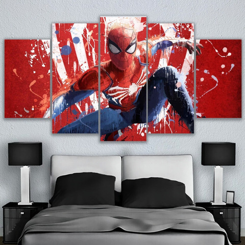 5 Cuadros Decorativos Spiderman Graffiti Diseño Hogar Arte