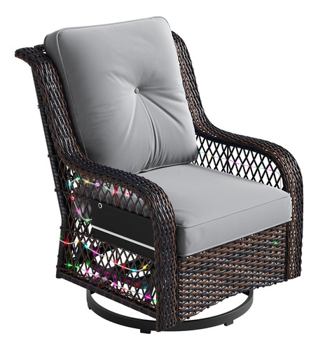 Bestier Outdoor Patio Swivel Rocking Chair, Wicker 360-degr.