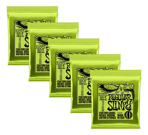 Kit 5 Encordoamento Ernie Ball Guitarra 010 2221 | Nfe