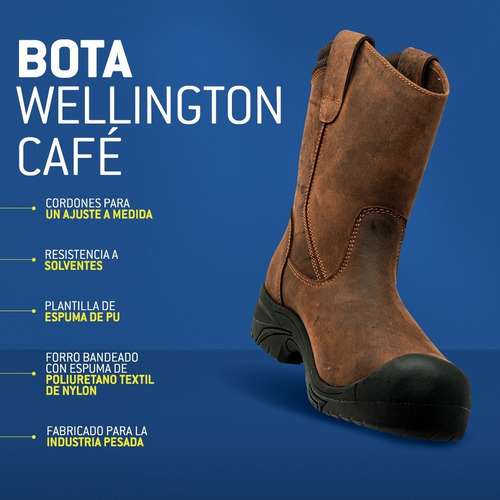 Imagen 8 de 10 de Calzado Seguridad Ten-pac Media Bota Wellington Pro Café