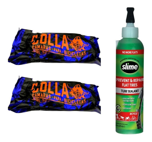 Camaras Rodado 26 X2unid + Sellante Antipinchadur Slime 8oz 