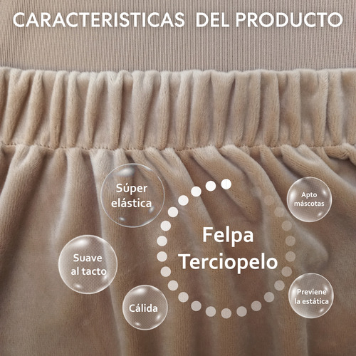 Funda Elastizada De Terciopelo Sillon De 1 Cuerpo Pack X 2 Beige