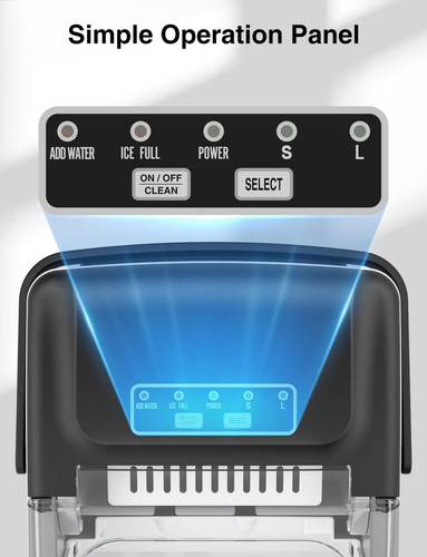 Encimera Portátil Para Hacer Hielo 9 Hielos En 6 Min 12 Kg/d Negro