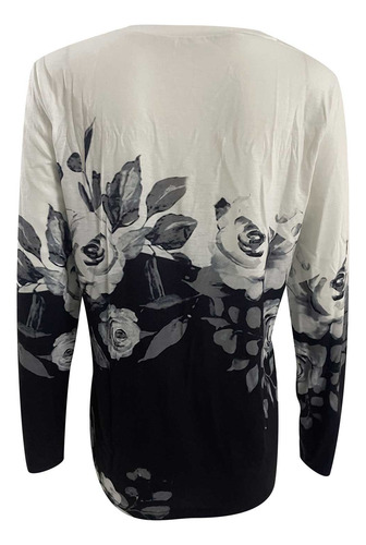 Blusa Delgada Con Botones De Manga Larga Con Estampado Para