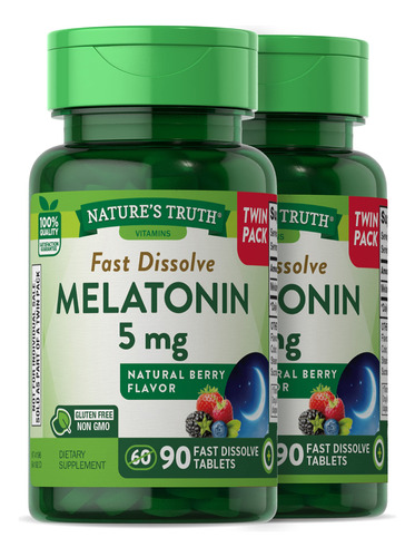 Nature's Truth Melatonina 5 Mg 180 Tabletas Sabor Baya