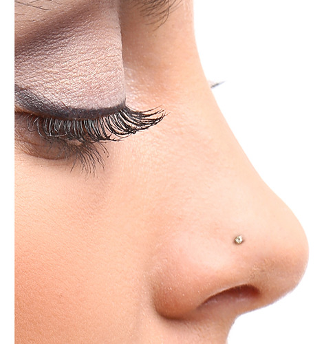 Piercing Nariz Em Ouro 18k Nostril Zircônia 1mm Ponto Luz Cor Amarelo