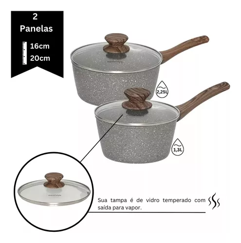 Conjunto De Panelas Ceramica Antiaderente Fundo Triplo Indução Com