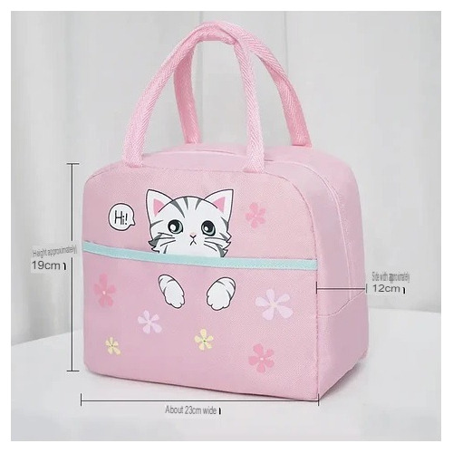 Imagen 7 de 7 de Lonchera Bolso Térmico Colación Kawaii Diseño Gato