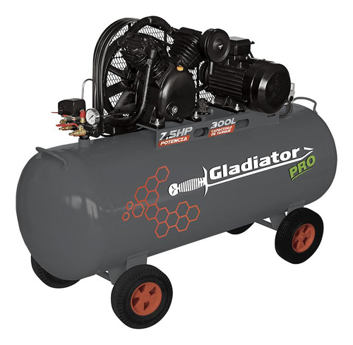 Compresor 300lts.7,5hp-12,5 Bar 220v Trifásico Gladiator Pro Color Gris Fase eléctrica Trifásica