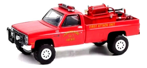 Camioneta De Bomberos Chevy C20 De 1986 De 8,5 Cm. 1/64 Real