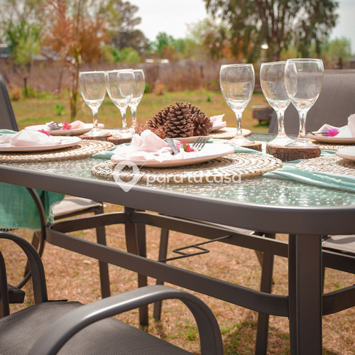 Imagen 4 de 10 de Juego De Jardin Sillas Sillones Mesa 7 Piezas Gris