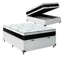 Comprar Cama Box Baú Viúva 128 Sintético Branco Com Colchão Espuma 