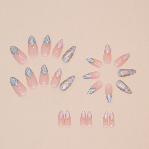 24 Peças De Unhas Postiças, Estilete, Unhas Falsas, Preta, R