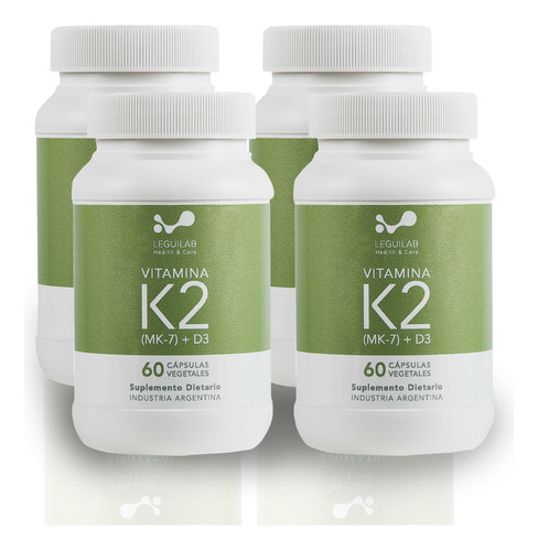Suplemento Dietario Leguilab Vitamina K2+d3 X 60 Cáp X 4 Und