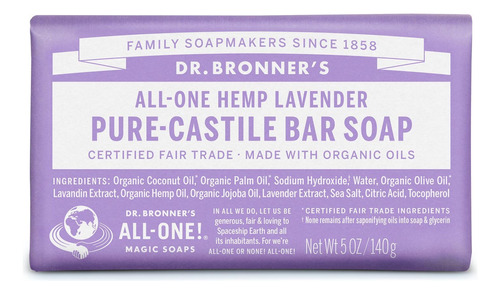 Barra Organica De Jabones Pure Castile De Dr. Bronner, 732, 