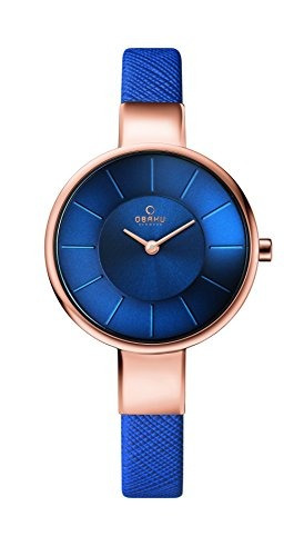 Reloj De Vestir De Acero Y Piel De Cuarzo Para Mujer Obaku,