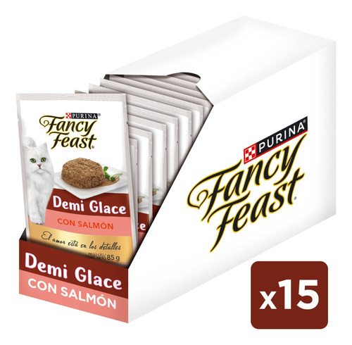 Pack X15 Alimento Húmedo Fancy Feast Demi Glace Salmón 85g