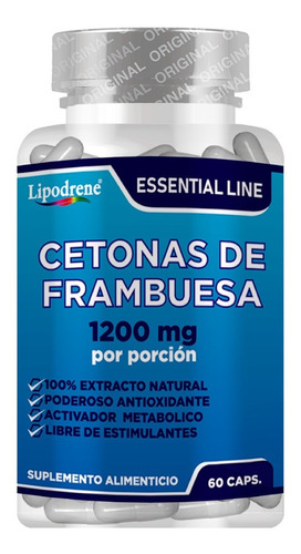 Suplemento en cápsula LIPODRENE  Essentials CETONAS DE FRAMBUESAS 1200 mg | Lipodrene | Essential | 60 Caps aminoácidos
