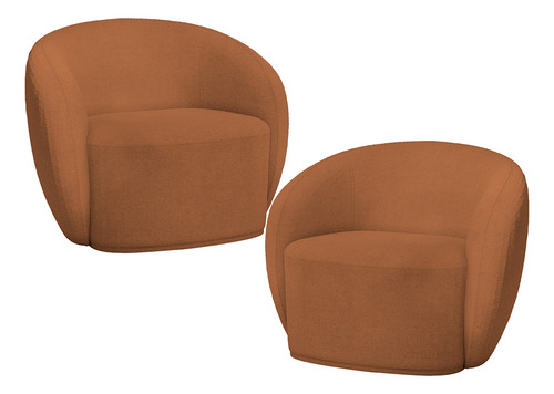 Kit 02poltronas Decorativa Sala Estar Lyam Decor Gliese Bouclê Mostarda