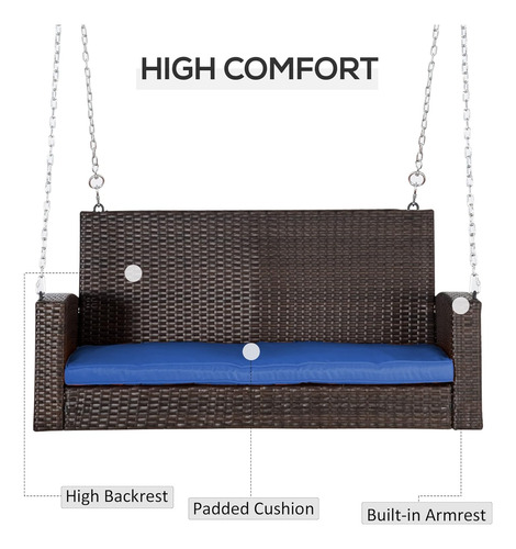 Banco Colgante De Mimbre Para 2 Personas, Silla De Columpio