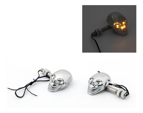 Luz Indicadora De Giro Para Moto Skull Head Chr