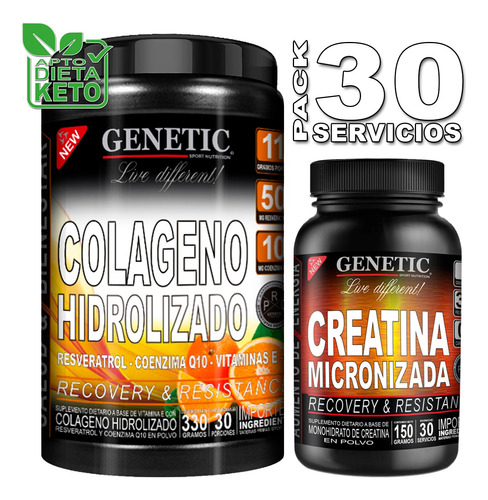 Colageno Hidro Vit E C Resveratrol Q10 Creatina Micr Genetic