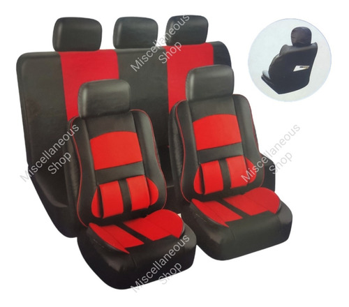 Funda Cubre Asiento Ecocuero Premium 11pcs Colores Auto