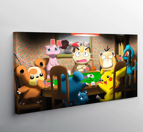 Pokémon Pikachu Póker Cuadro Canvas 55x35cm