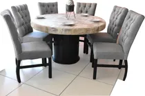 Comprar Comedor 6 Sillas Cubierta Circular Piedra Onix Iluminado Led Diseño De La Tela De Las Sillas