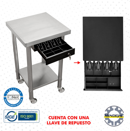 Mesa De Cobro Acero Inoxidable Con Caja Para Dinero Con Ruedas