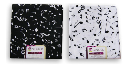 Music Notes Fat Quarters Bundle  Patrón Blanco Y Ne...