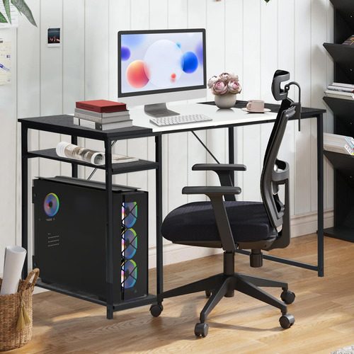 Furniturer Mesa De Escritura De Estudio De 55 Pulgadas Con