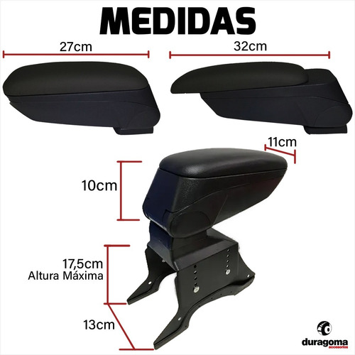 Imagen 2 de 6 de Apoya Brazo Universal Rebatible Guantera Apoyabrazo Consola
