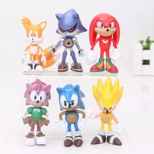 SONIC Coleção Action Figure com 6 Bonecos do Mercado Livre Super Sonic  Metal Sonic Amy Knuckles Tail 