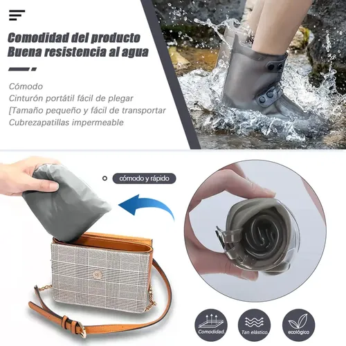 2 Botas Fundas Lluvia Impermeable Zapatos Hebilla Portátiles | MercadoLibre