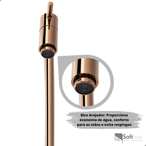 Torneira Lavatório Link Soft Inox Rosé