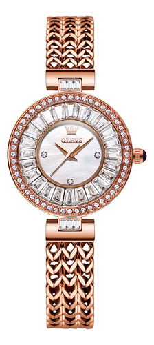 Reloj De Cuarzo Para Señora Olves Original Con Diamantes