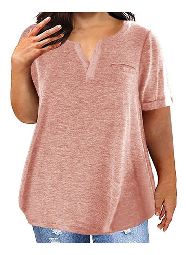 Camiseta Para Mujer, Talla Grande, Con Cuello En V, Encaje,
