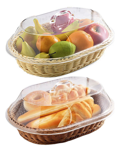 Para Cesta Redonda De Ratán For Pan Con Fruta, 2 Unidades,