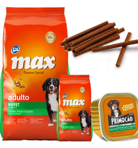 Imagen 1 de 3 de Max Buffet 20 Kg + 2 Kg Con Paté Premium 300 Grs Y Snacks