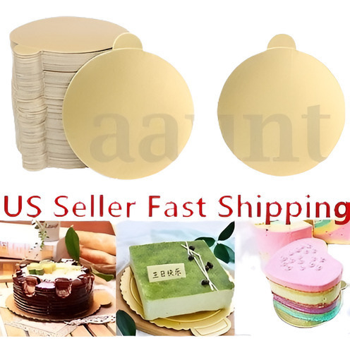Tableros De Torta De Mousse De 100pcs 3'' Redondo Oro Muestr