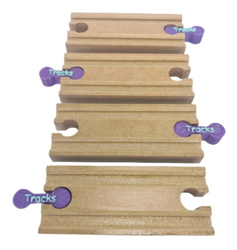 Imagen 4 de 7 de Vías Tren Madera Rectas 8 Unid. Tracks Compatible Trencity
