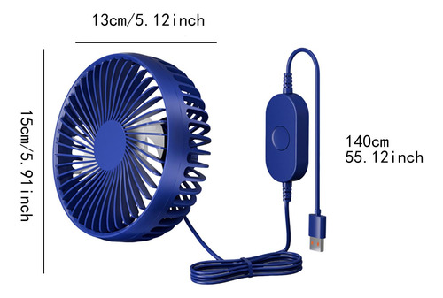Fan Do Ventilador De Resfriamento De Carro Usb Azul