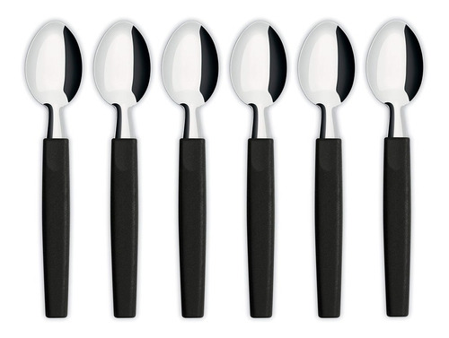 Set De 6 Cucharitas Mango Plástico Negro Belize